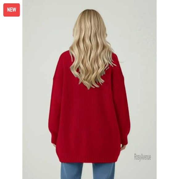 Oversized Chunky Knit Cardigan Sweater Button Front Long Sleeve Cozy Winter Wear - Picture 2 of 7